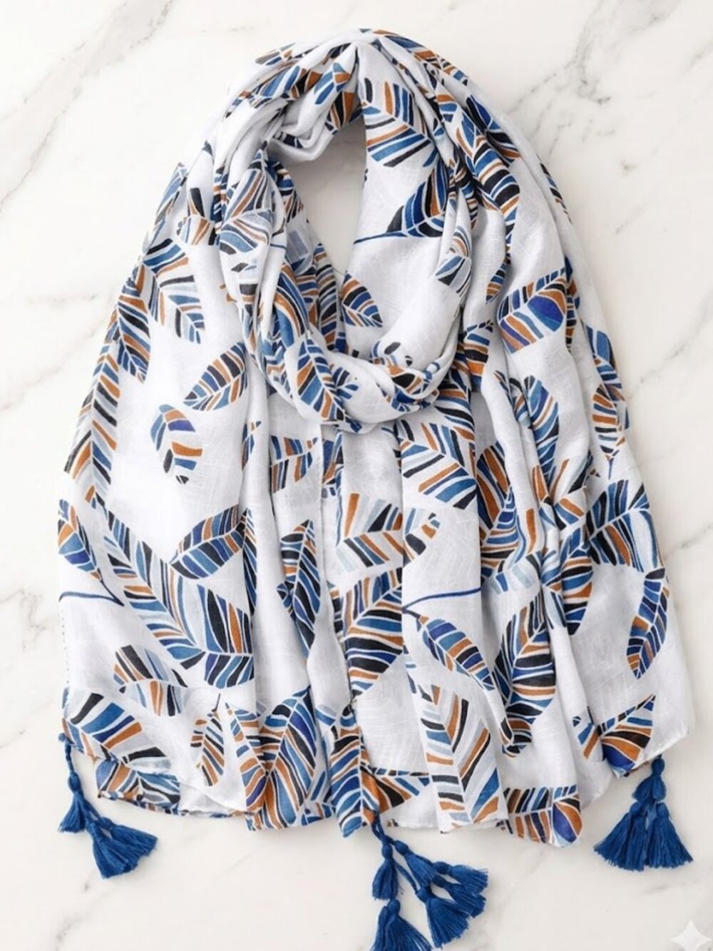 Ladies Blue Feather Scarf  